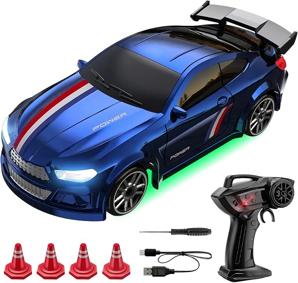Mini Rc Drift Car 1/64, Voiture De Course Télécommandée Avec Lumières LED, Realist Drift Car Avec Contrôleur Ergonomique, 4WD 2.4 GHz Pour Enfant Adultes, Chargement De Type C, Jouets Et Cadeaux - 1