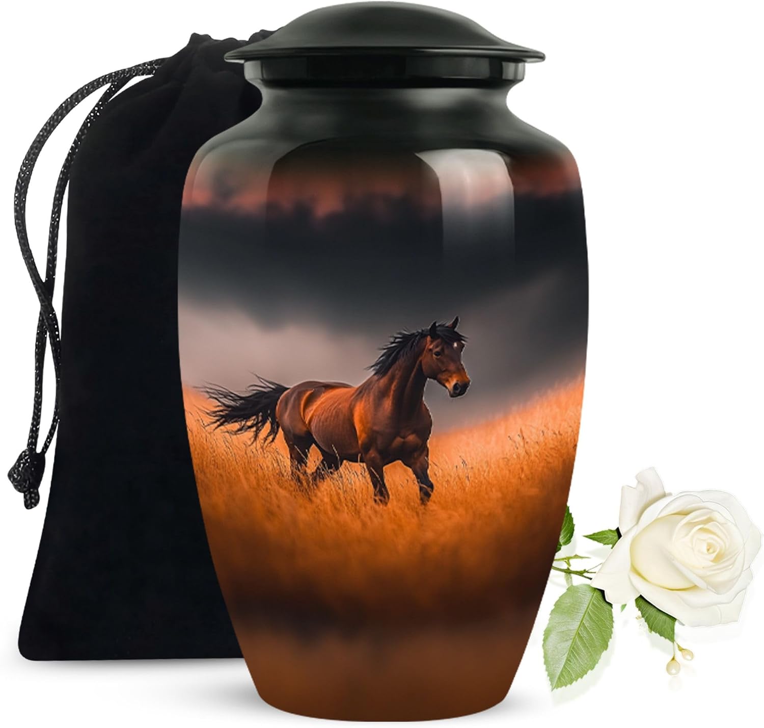 Horse Pattern Adult Urns - Decorative Urns for Ashes - Human for Men and Women - Cremation Urn for Adults - Funeral Urn for Dad Ashes - 10 Inch Large