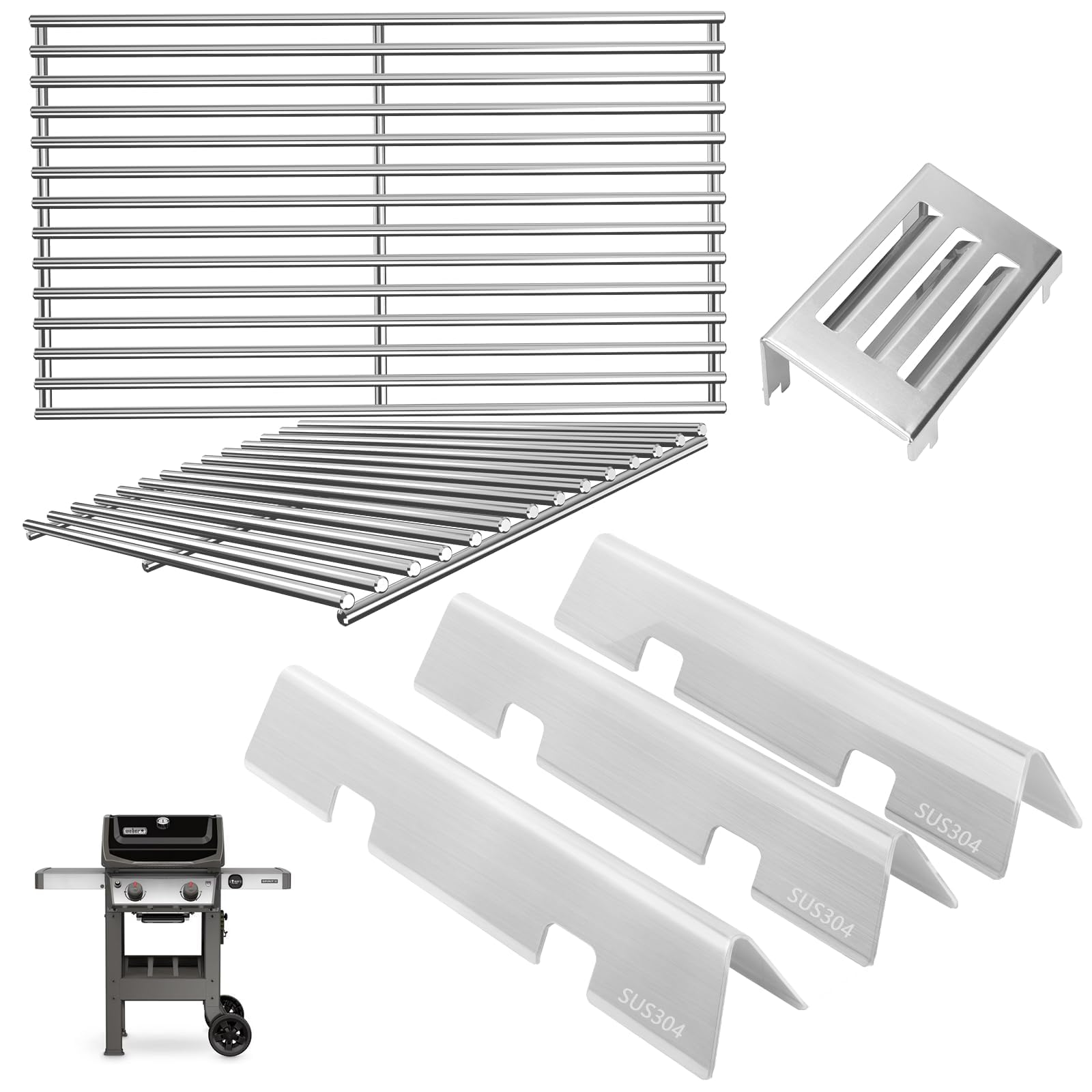 GS4 Spirit 2 Grill Parts for Weber GS4 Spirit II 200 SER, Replacement Parts for Weber GS4 Spirit 2 Flavorizer Bars/Flame Covers 7635 67045 68842, Webber Grill Grates 7637 64815 & Heat Deflector 67060
