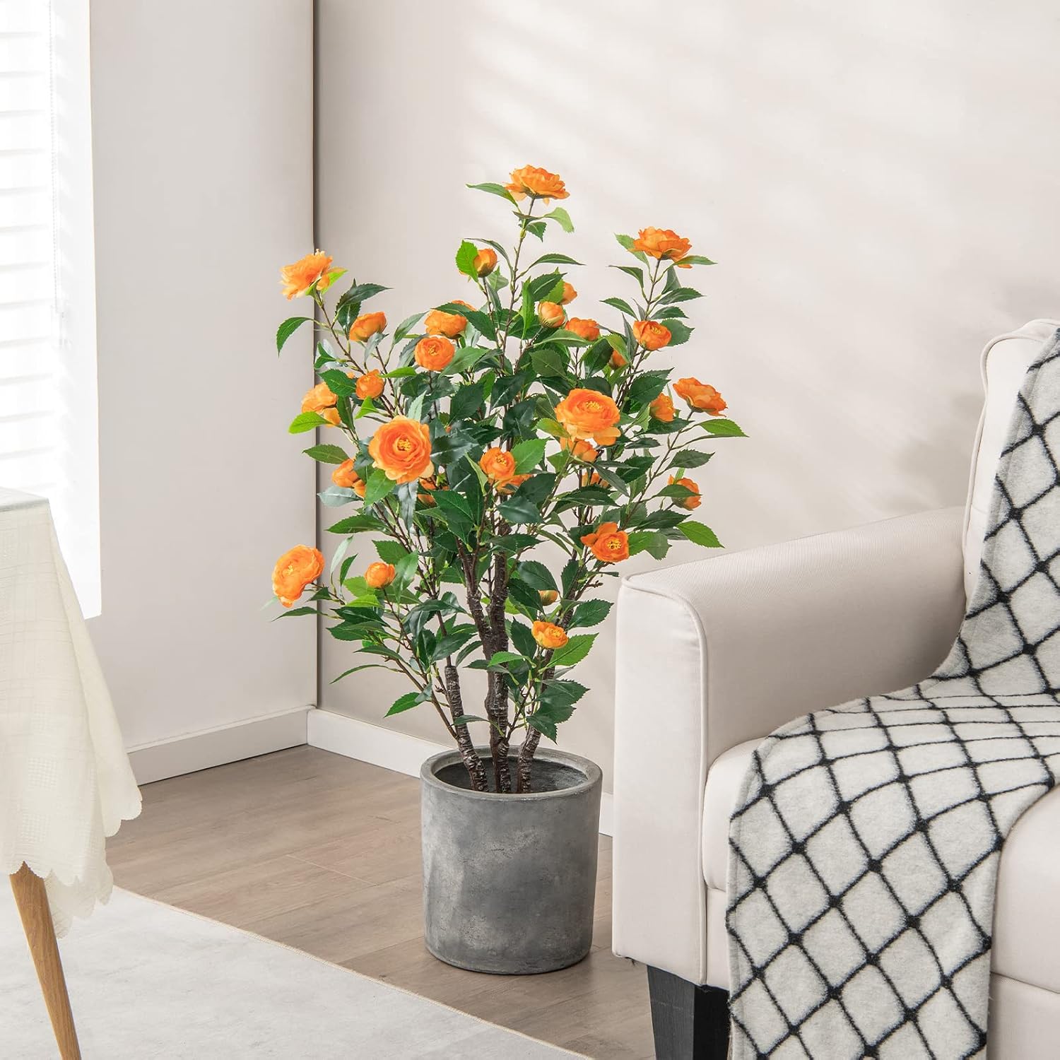 Goplus 40 Inch Artificial Camellia Tree - Image 8