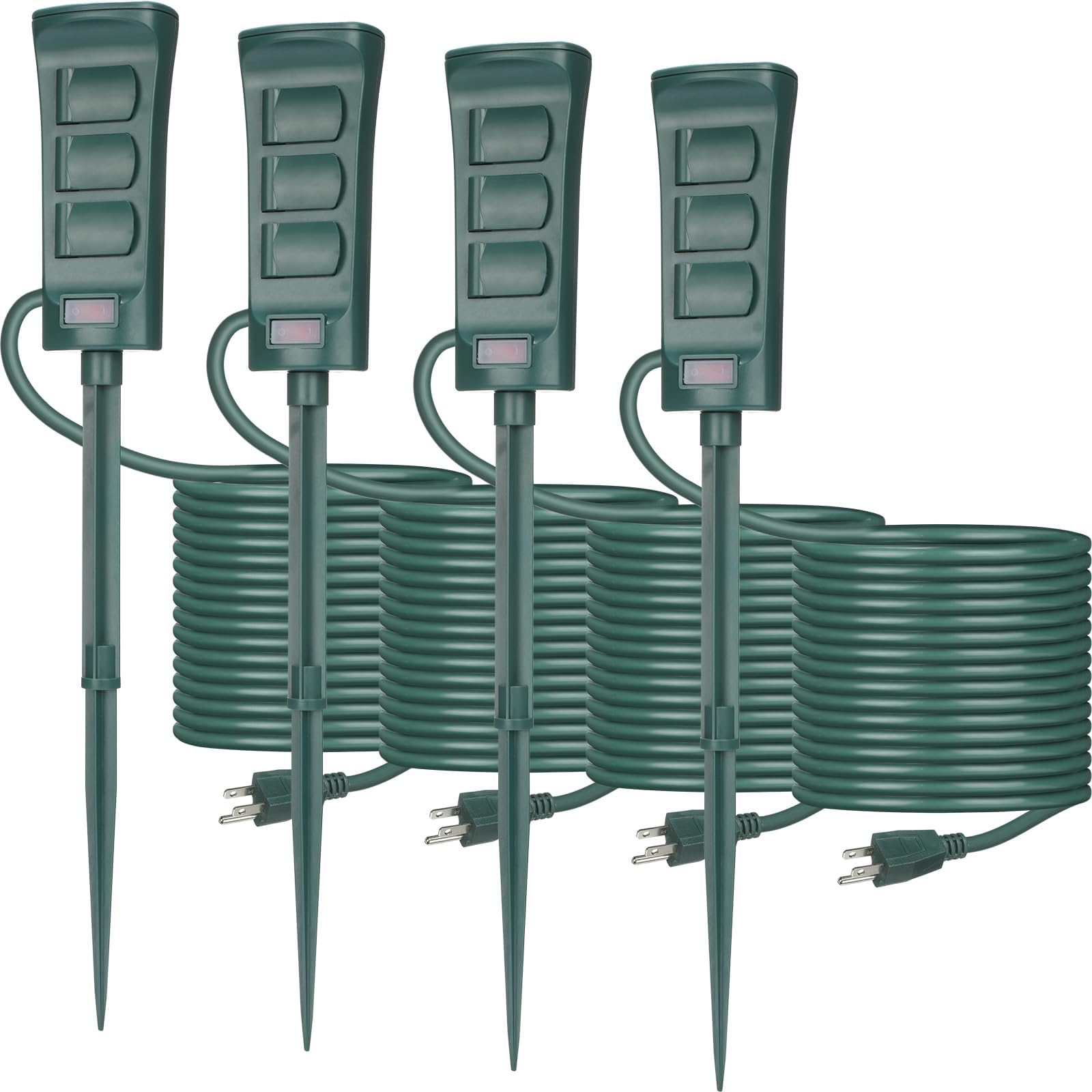 Outdoor Power Strip with Weatherproof cover, 6 FT Extension Cord and 6