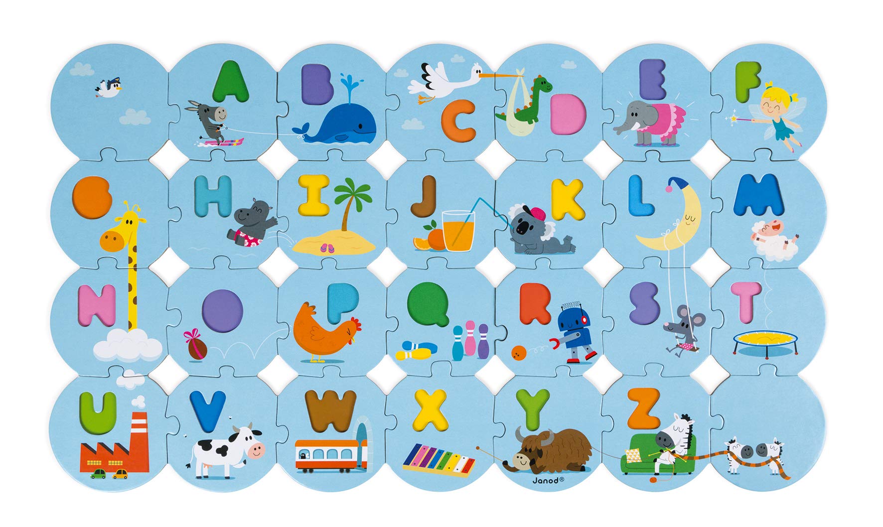 Janod - Alphabet Puzzle 54 Wooden Pieces - Early Learning Toy - Learning the Alphabet and Writing - Poster included - From 3 Years, J02707 - Image 4