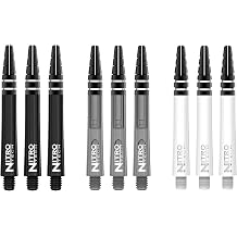 RED DRAGON Nitrotech Medium Dart Shafts - Flight Locking System for Secure Setup & Compact Control - Transparent Polymer, 42mm, 9 shafts Shafts 3 Sets, Black, Gray, White