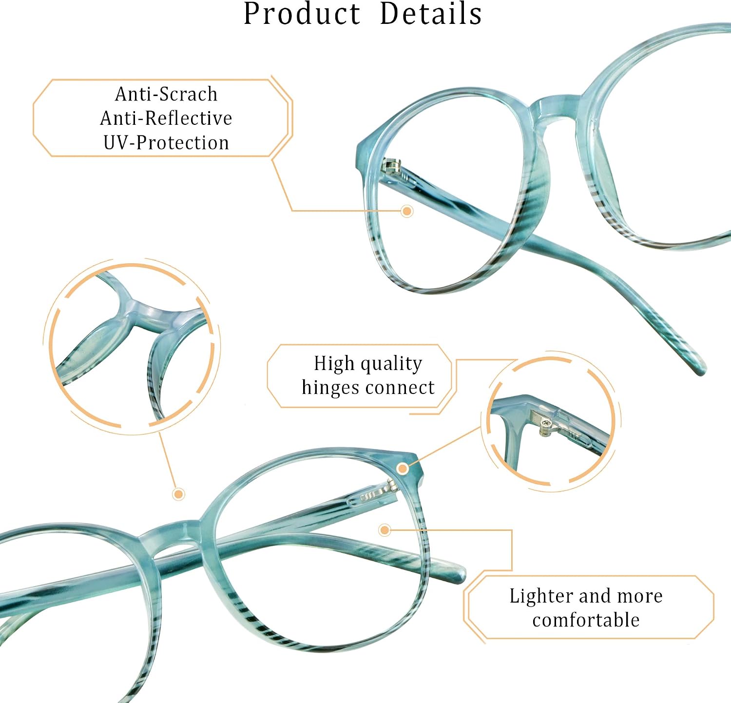 LifeArt Blue Light Blocking Glasses, Computer Reading Glasses, Gaming Glasses - Image 3