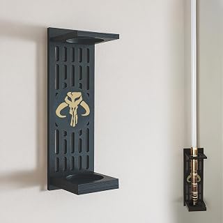 Lightsaber Wall Mount with Pattern, Wooden Lightsaber Stand for Lightsaber Display, Vertical Lightsaber Wall Mount Holder for Most Lightsaber Displays, Gift for Lightsaber Collectors (04)
