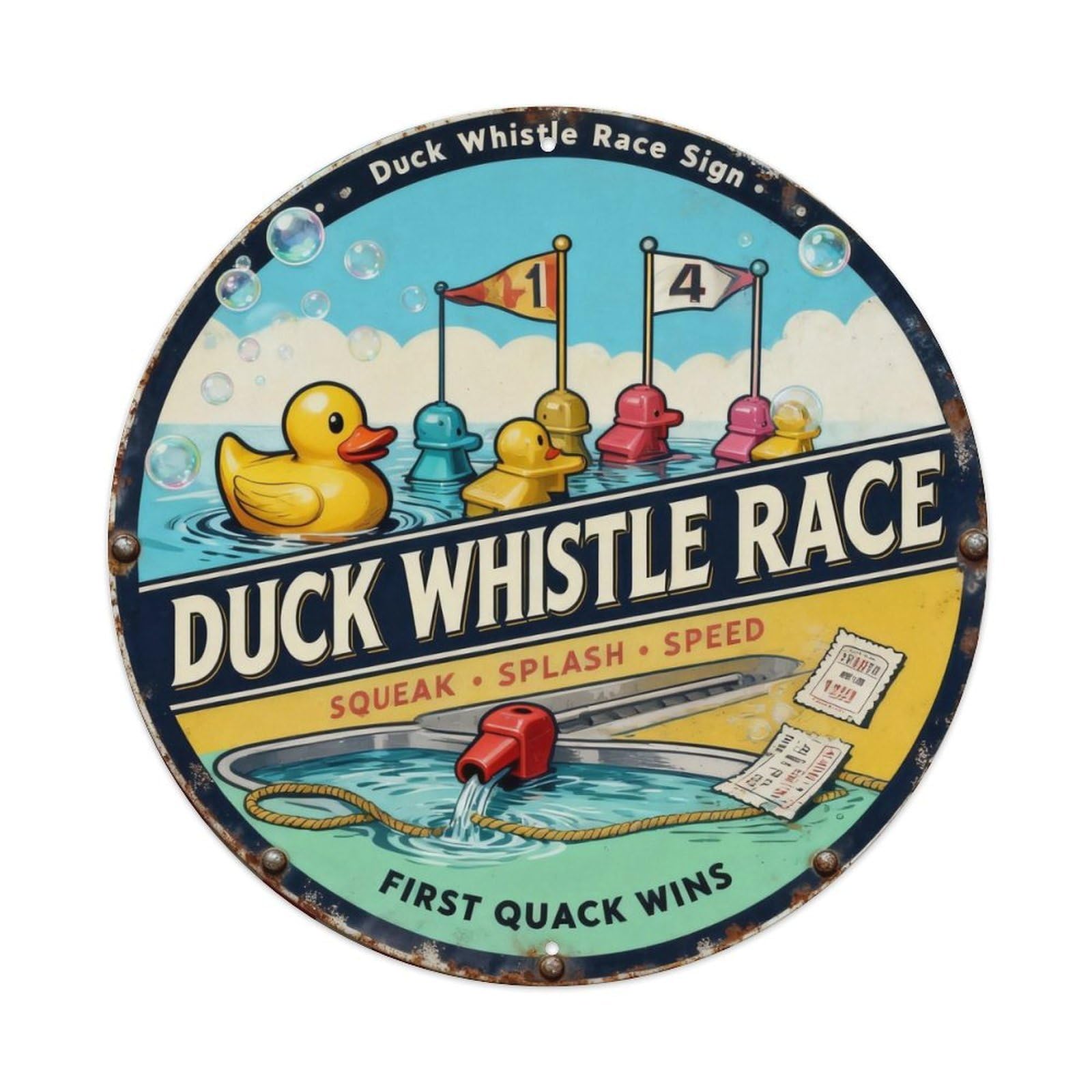 Duck Whistle Race Sign Metal Tin Sign Plaque