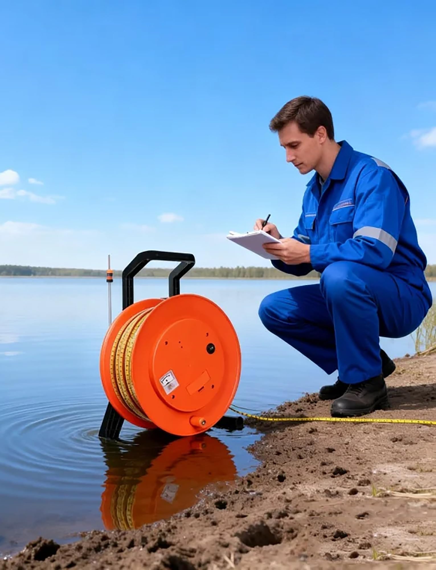 Medidor de nivel de agua para medidor de profundidad, regla de acero de 10 a 150 metros, medidor de nivel de agua subterránea con cinta de acero, instrumento de medición de agua subterránea