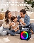 Machine de Karaoké pour adultes Enfants, Haut-parleur Bluetooth portable avec 2 Microphones sans fil avec lumières, PA Système de soutien des partis d'origine USB/TF/REC/FM/AUX(Aucun écran inclus)