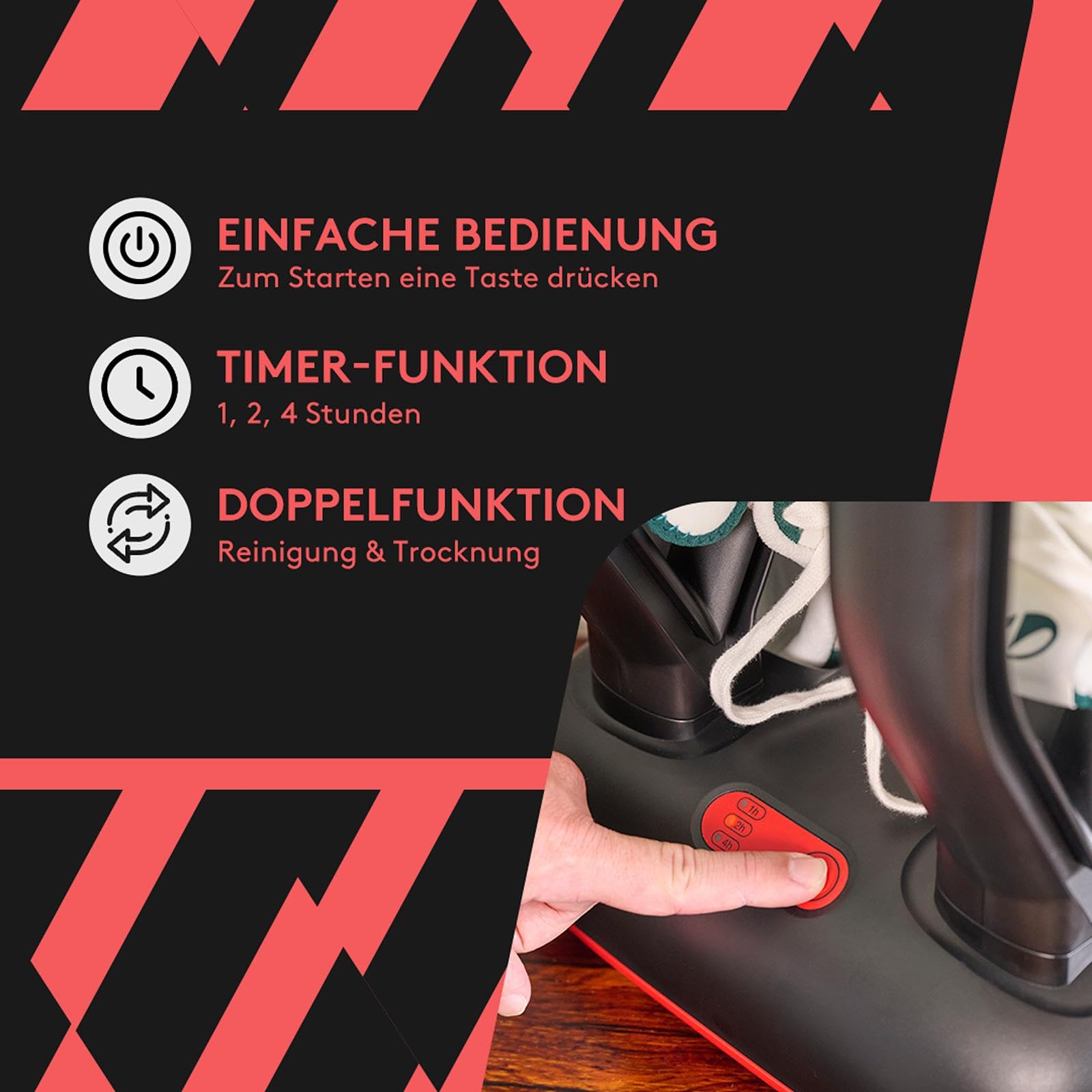 ShoeDry 2 Pair Schuhtrockner & Schuhdeo | Doppelte Stiefeltrockner & Schuhgeruchsentferner mit Aktivsauerstoff | Schuhdeo gegen Geruch antibakteriell für Fußballschuhe, Turnschuhe, & Mehr | 110W