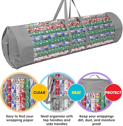 Miniatura 3 de ProPik Bolsa organizadora de papel de regalo para todas tus envolturas de regalo y cintas se adapta a rollos largos de 40 pulgadas soporta hasta 24