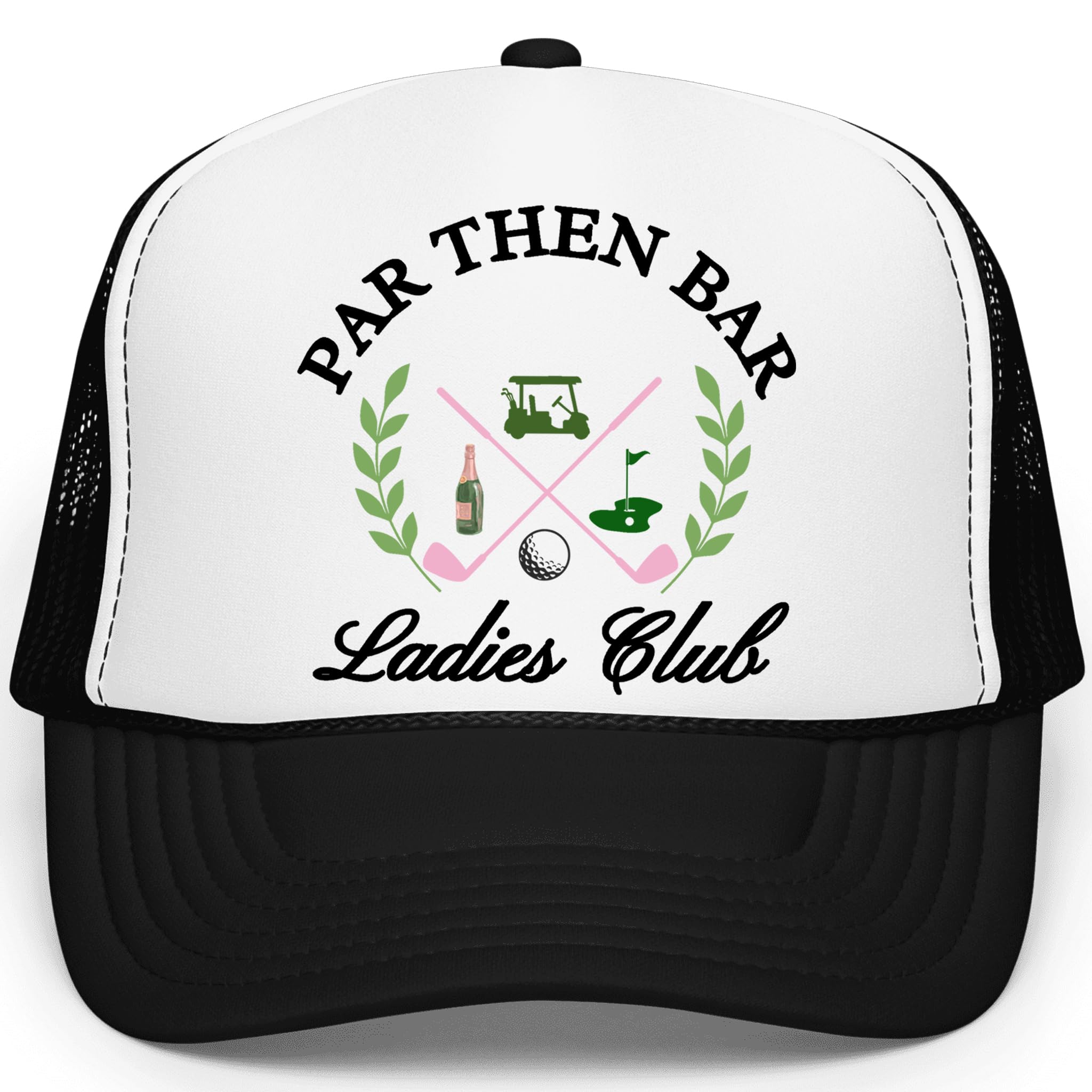Par Then Bar Ladies Club Funny Golfer Women's Classic 5 Panel Mesh Snap Back Trucker Hat