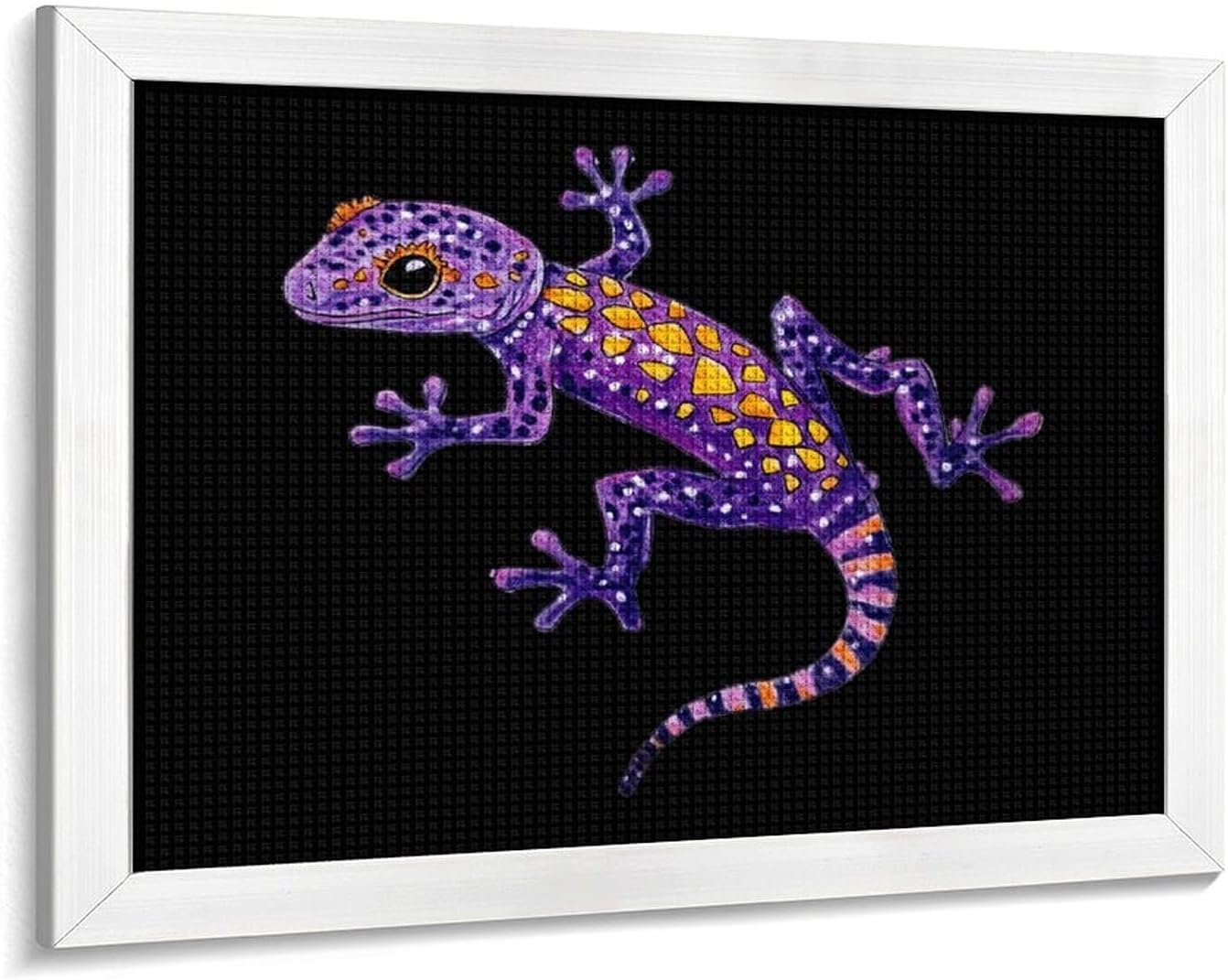 Purple Lizard Printed Diamond 5D Painting Kits DIY Full Drill Crafts for Home Wall Decor 16x20 Inch White Wood 50 * 40cm