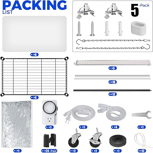 Vista 56 de Barrina CX83 - Soporte para plantas con luces de crecimiento, estante para plantas de 6 niveles con panel de luz de crecimiento ultrafino de Negro