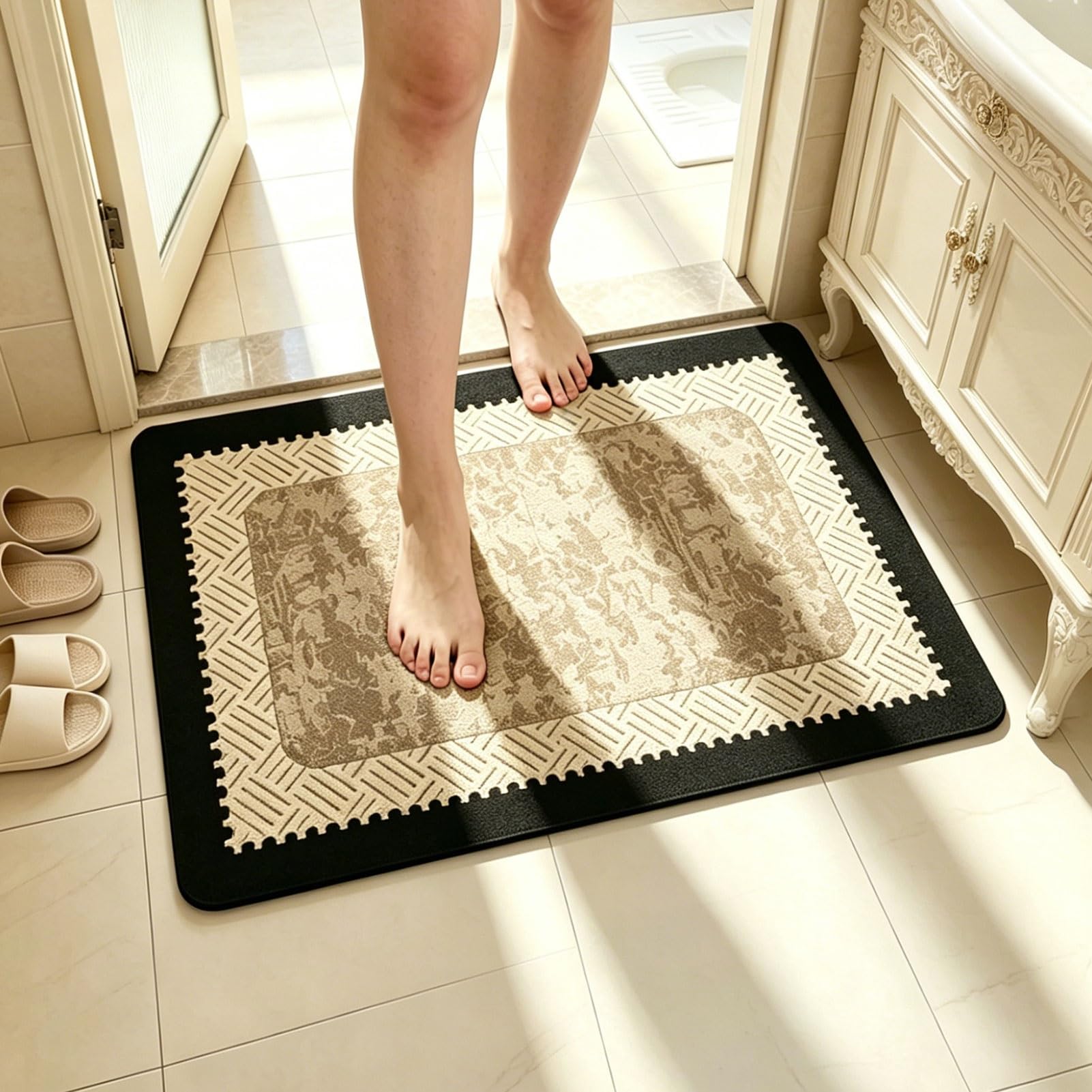 Tapis de salle de bain antidérapant Luyckfrazy anti-glissade en diatomée pour baignoire