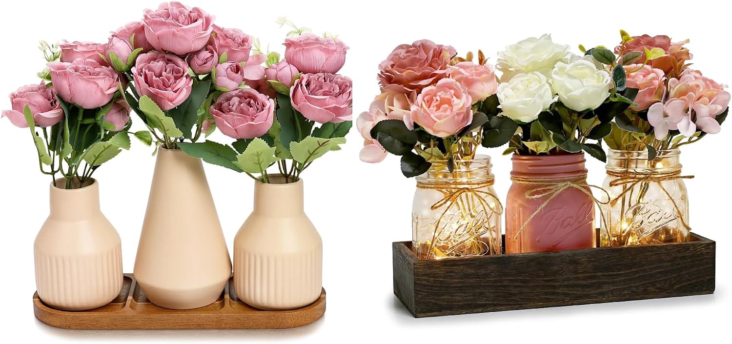 Flower Table Centerpiece - Set of 3 Dining Table Centerpiece Decor for Kitchen Island Living Room Coffee Table Home Decor