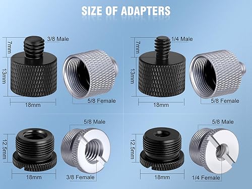Miniatura 2 de Fansjoy Paquete de 8 adaptadores de soporte de micrófono, adaptador de rosca de soporte de micrófono, 58 hembra a 38 macho, 38 hembra a 58 macho, 58