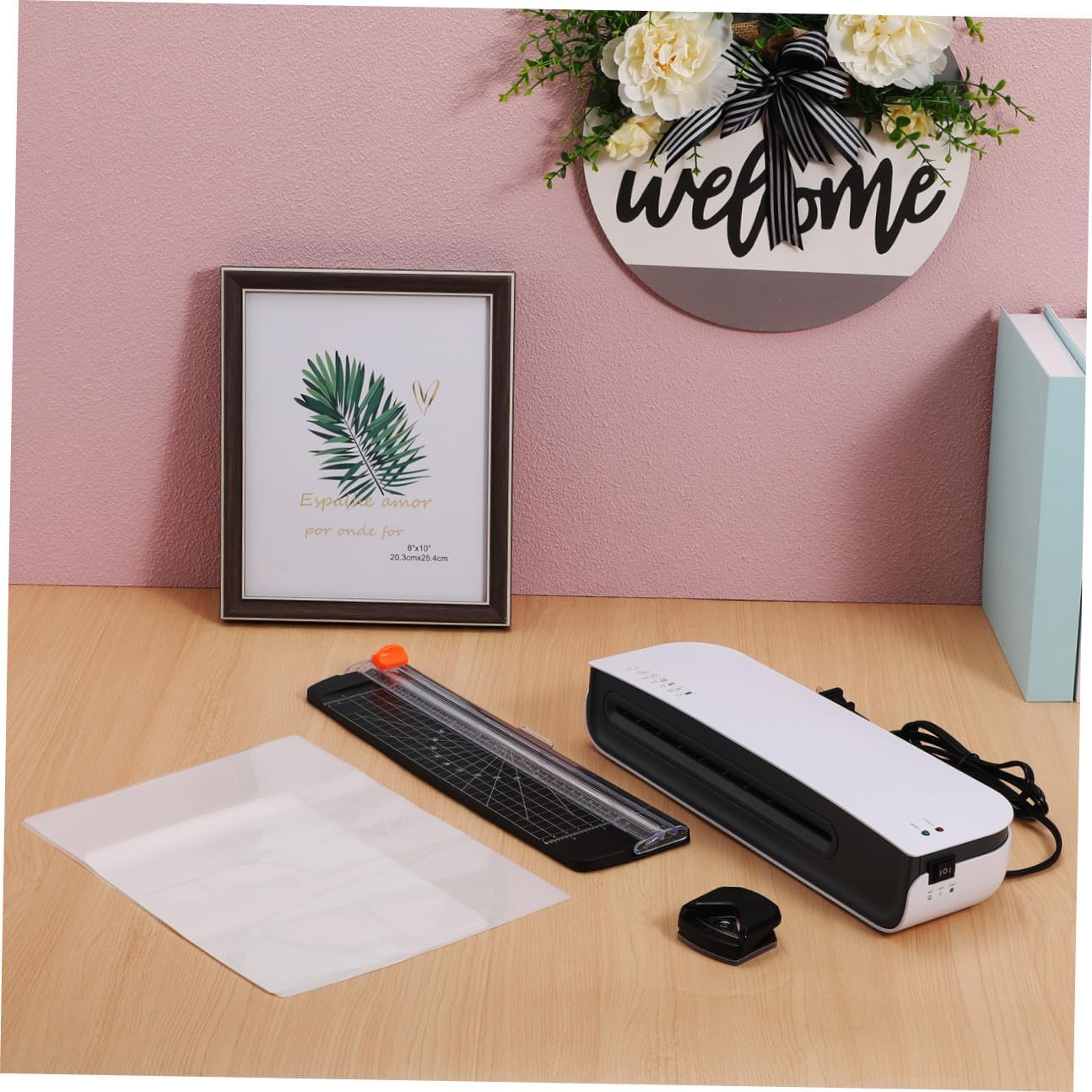 Fast Warm-up Laminating Machine with Corner Rounder Compact Desktop Thermal Laminator for Home Office Photo and Document Lamination Use and Portable Design