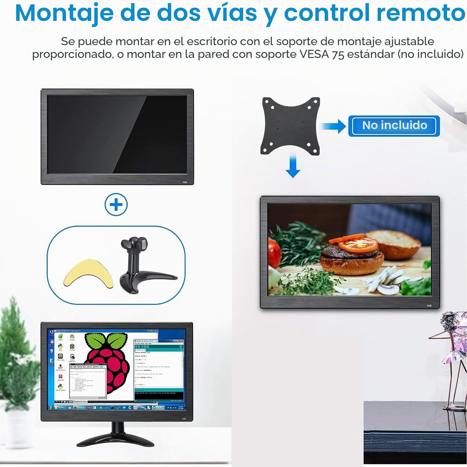 Monitor LED portátil 11,6" IPS HD 1920 x 1080 p, plug & play con VGA/BNC/HDMI/AV/USB/DC, entrada para PS3/PS4, Xbox One, PC, Raspberry Pi, cámara de seguridad