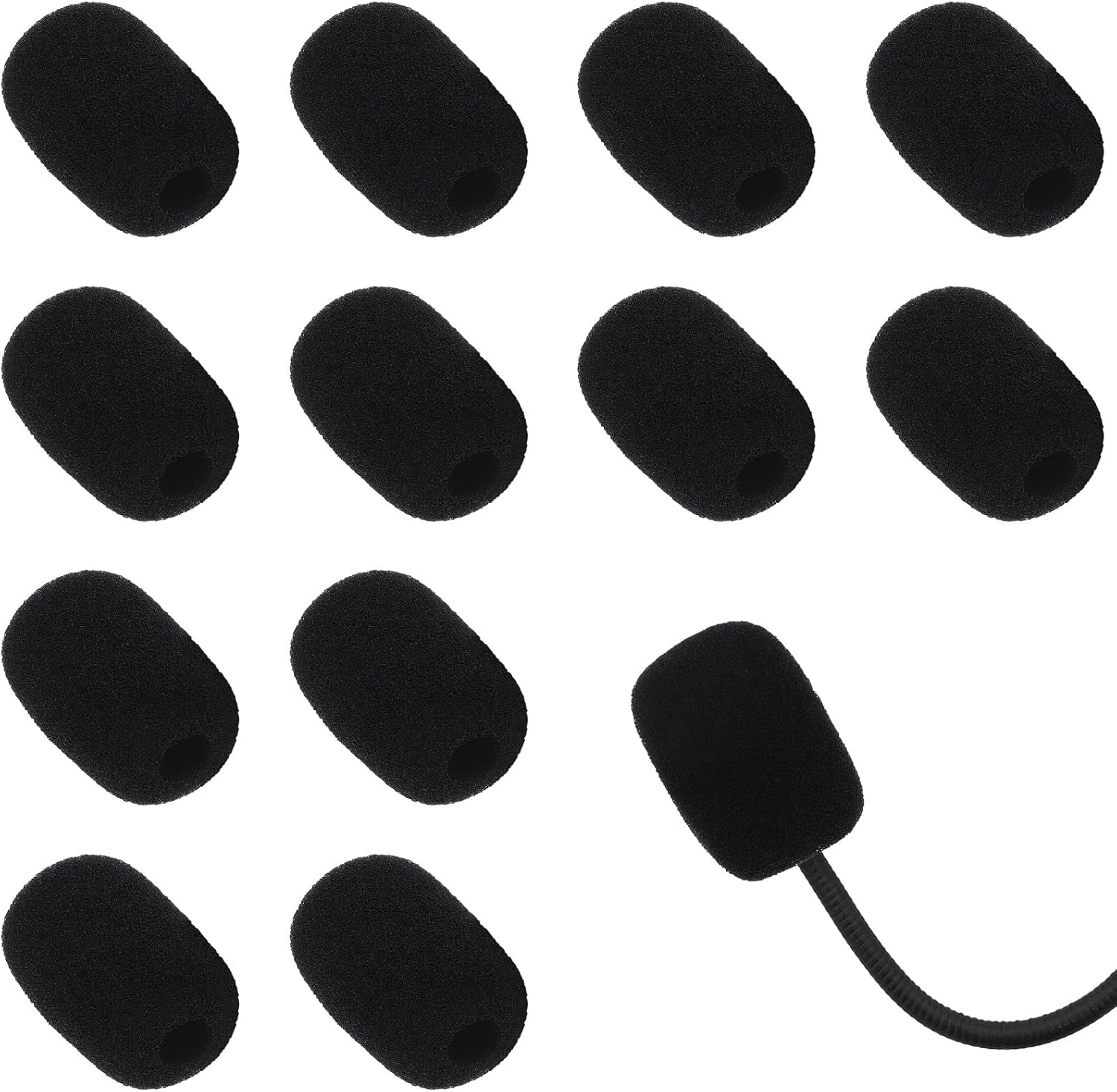 12Pcs High-Density Headset Microphone Covers Foam Windscreen, Windscreen Soft Lapel Mic Covers Pop Filter Replacement Windshield for Clear Audio