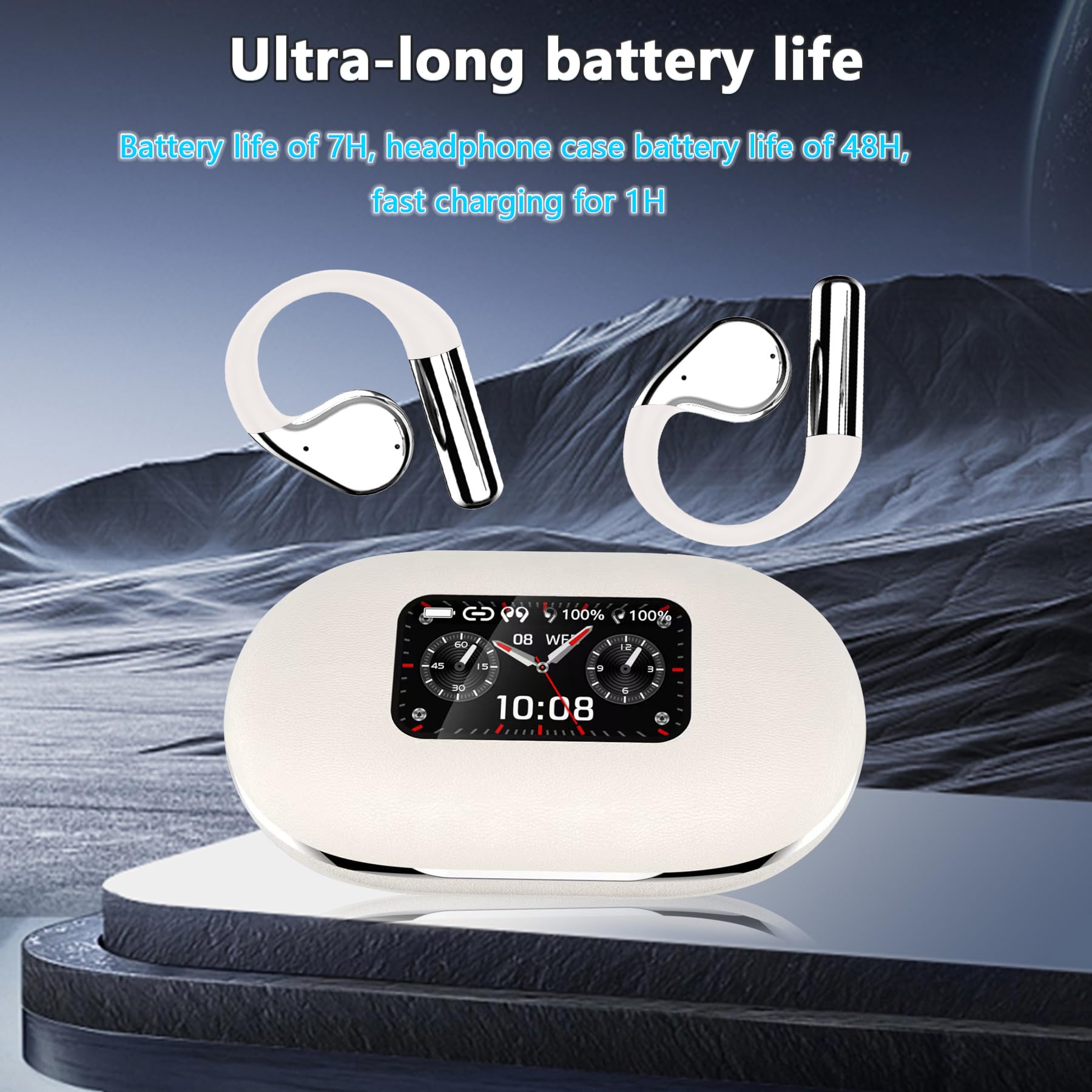 Bezprzewodowe słuchawki Bluetooth Fourmor z ekranem dotykowym, redukcją szumów ENC, douszne, długi czas czuwania, Bluetooth 5.3, wodoodporność IPX7, kompatybilne z systemami iOS/Android/Windows