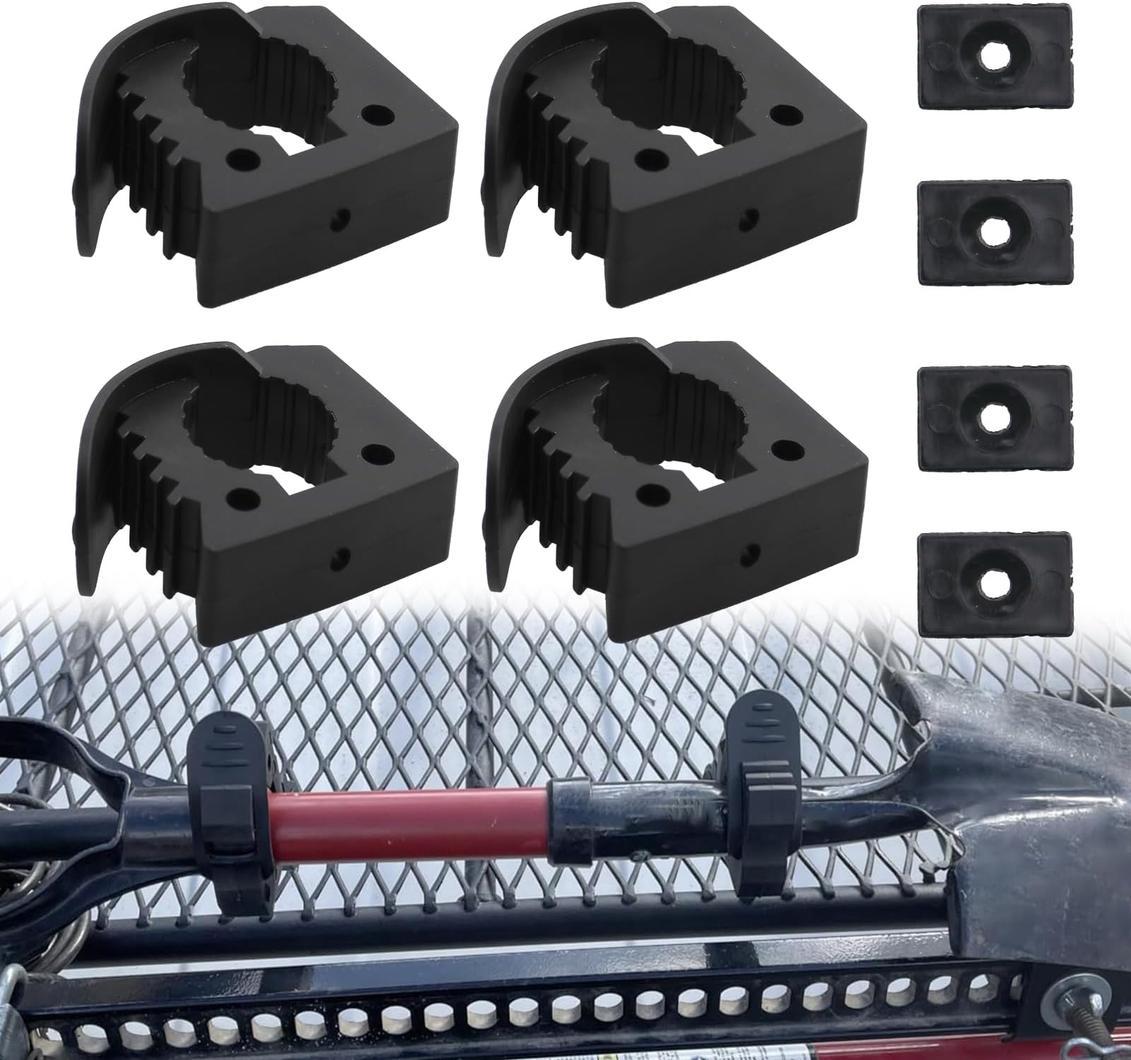 RYANSTAR RACING Shovel Holder Quick Release Rubber Clamp Mounting Bracket - Compatible With 1-1/7'' to 1-3/7'' Diameter Tool Handles - 4 Pack for Trucks, UTV, ATV, Off-Road, 4x4 Parts