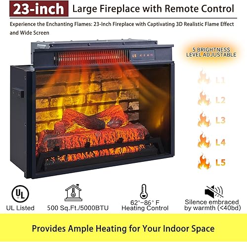 Miniatura 3 de Chimenea eléctrica de 42 pulgadas con chimenea, soporte de TV con chimenea de granja con calentador eléctrico independiente de 23 pulgadas, control