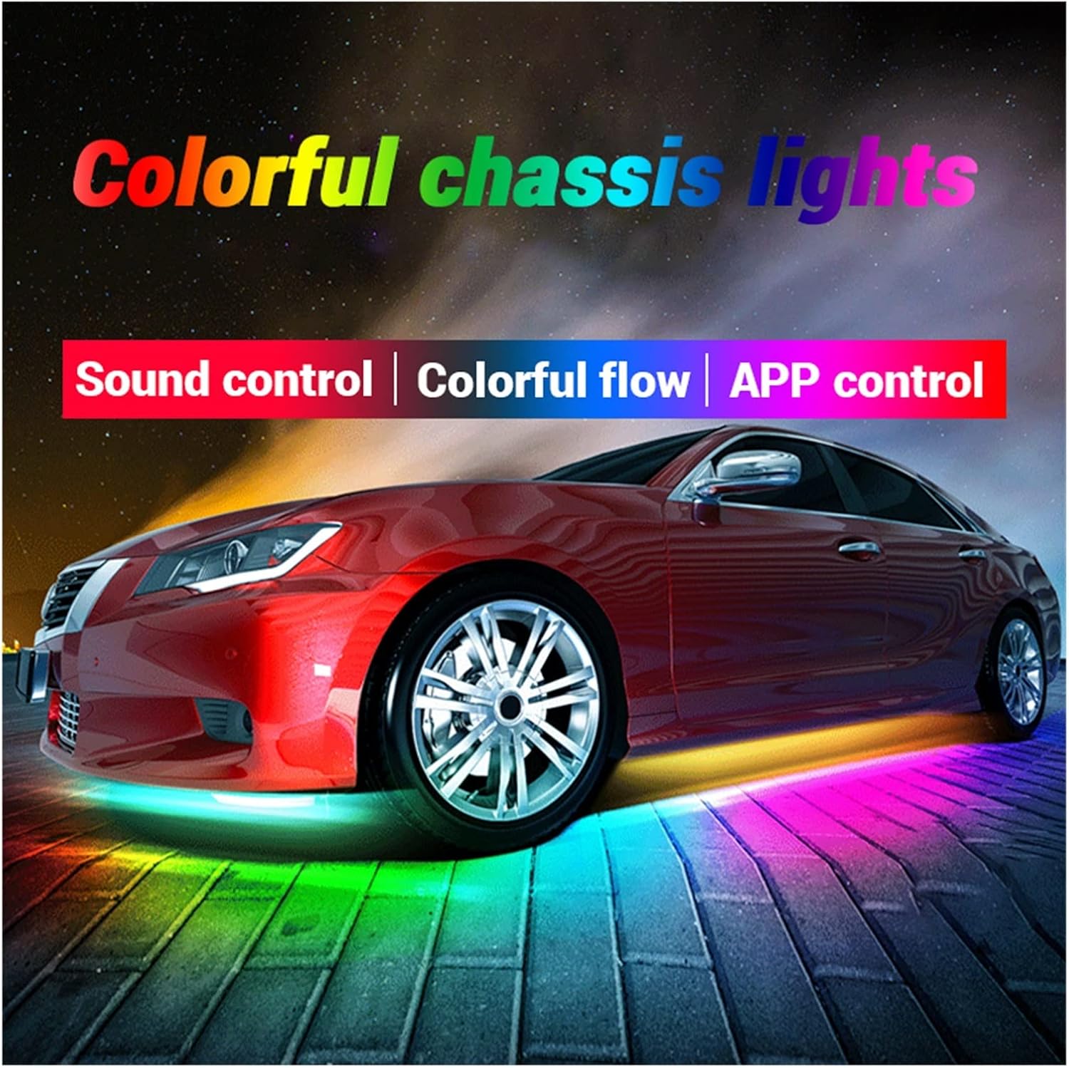 Car Flexible Strip Light LED Underbody Remote APP Control RGB Neon Lights Dream Color Auto Decorative Ambient Atmosphere Lamp (Color : APP 60x90 Colorful)
