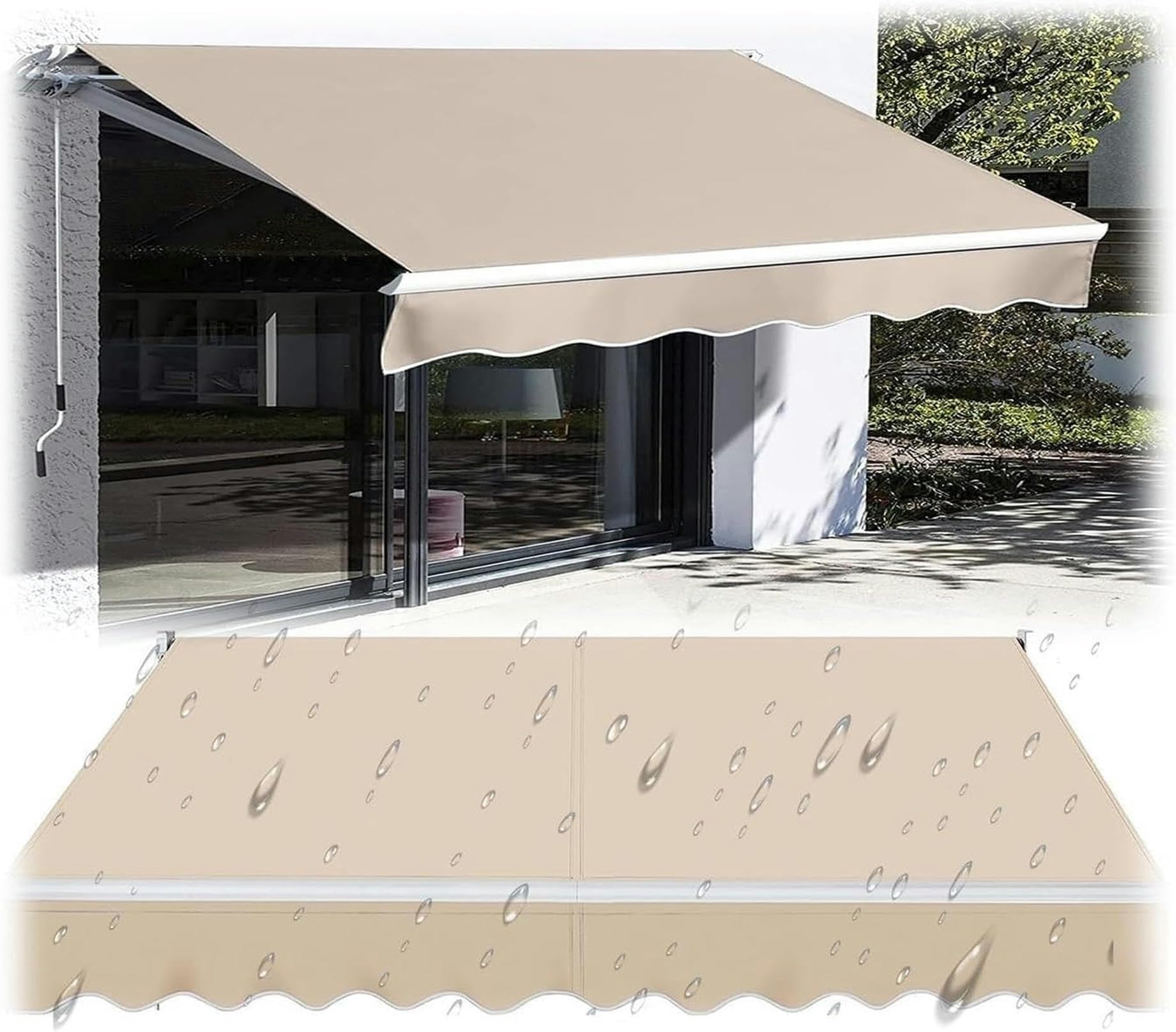 Tissu d'ombrage de remplacement imperméable 280g pour auvent extérieur de toutes tailles