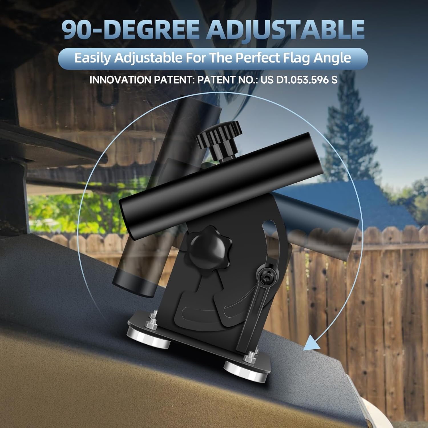 Magnetic Flag Pole Holder for 5th Wheel RV Hitch – Heavy-Duty Magnetic RV Flag Pole Mount for Fifth Wheel, No-Drill Installation, 90° Adjustable Angle, Perfect for Camper and Trailer - Image 2