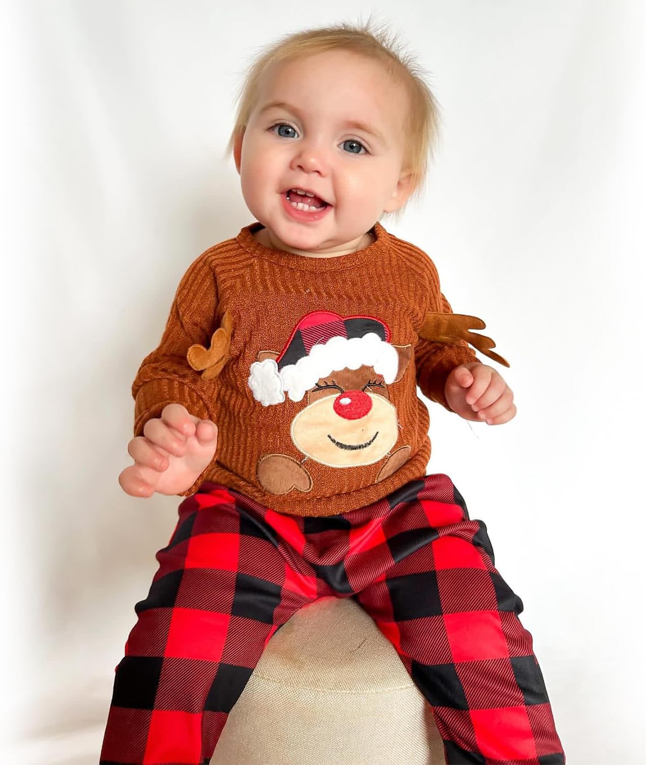 HINTINA Infant Baby Girl Knit Pullover Long Sleeve Sweater Outfits Fall Winter Clothes Clothing Set image 3