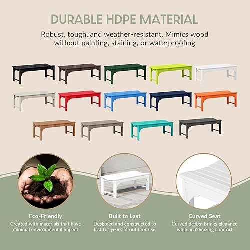 Vista 71 de WestinTrends Malibu - Banco para exteriores, resistente a todo tipo de clima, de madera de polietileno, sin espalda, para patio, jardín, asiento