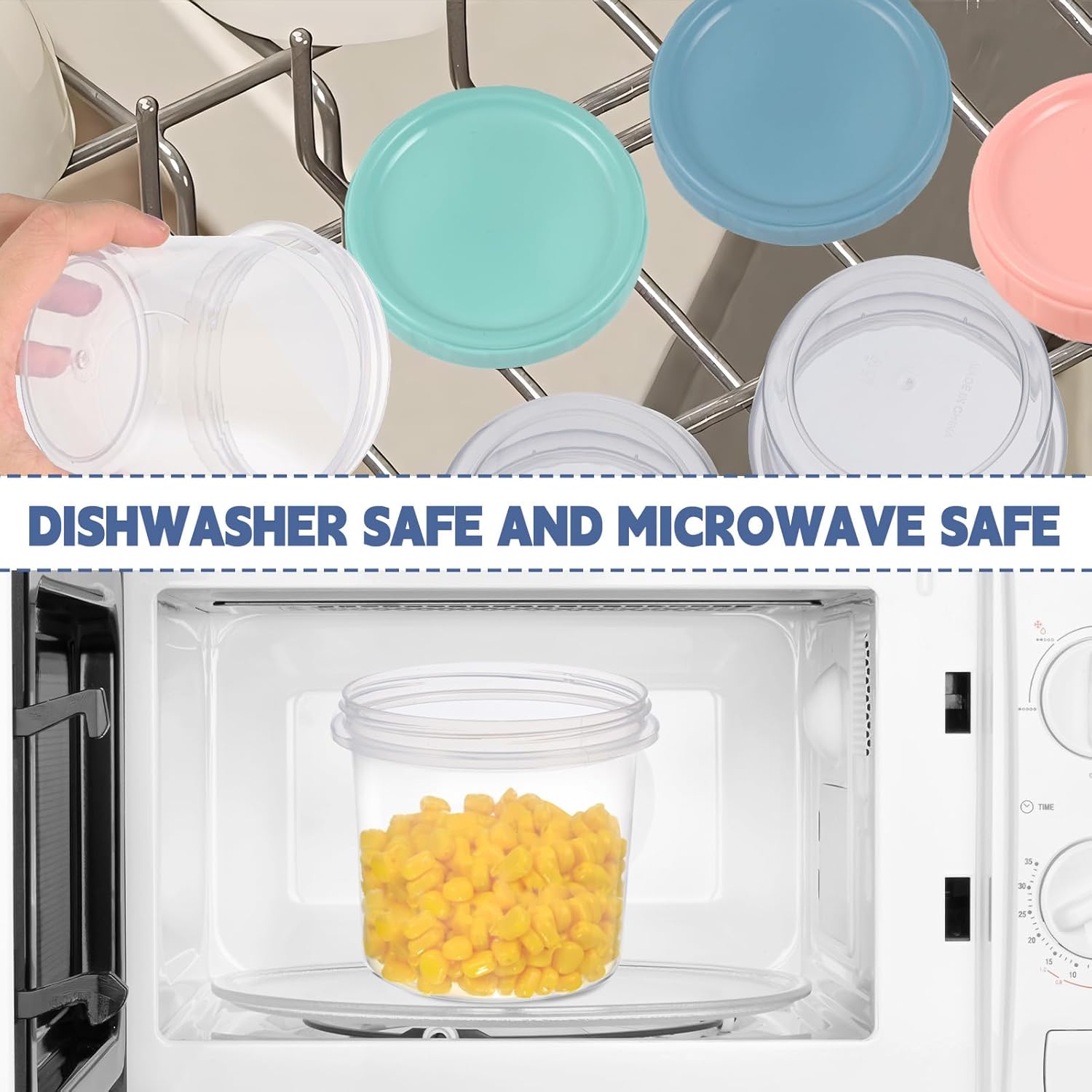 Yomarket 24pcs 16 oz Plastic Deli Containers with Screw Lids, Small Freezer Container Reusable 2 Cup Food Storage Container with Pen & Brush for Snack Salad Fruit, Microwave & Dishwasher Safe BPA Free