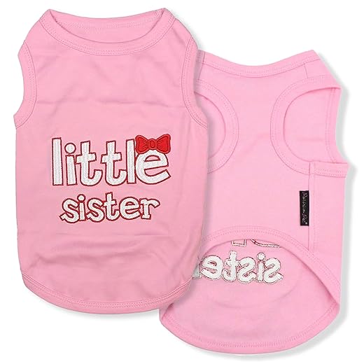 Parisian Pet Dog Cat Clothes Tee Shirts Little Sister T-Shirt, XS