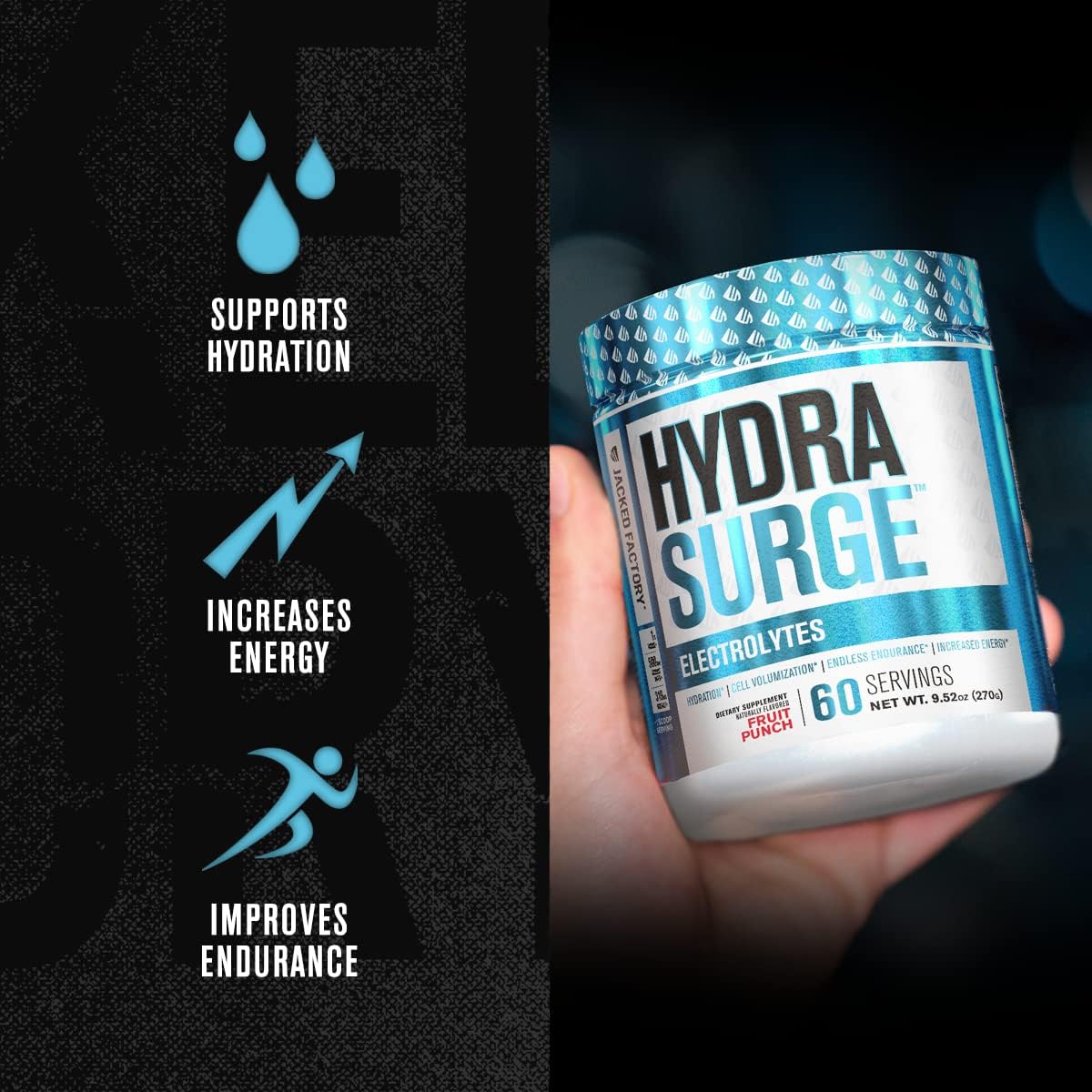 HYDRASURGE Electrolyte Powder - Hydration Supplement with Key Minerals, Himalayan Sea Salt, Coconut Water, More - Keto Friendly, Sugar Free & Naturally Sweetened - 60 Servings, Peach Mango
