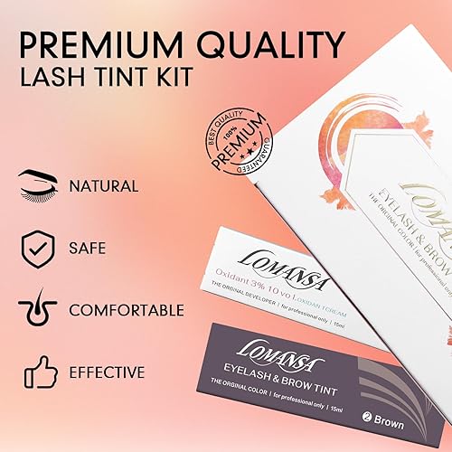 Miniatura 2 de Kit de tinte de pestañas marrones, kit de tinte de pestañas marrón para cejas, profesional, dura hasta 4 semanas para grado de salón, 0.5 onzas