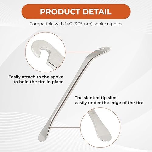 Miniatura 4 de Llave de radios para bicicleta, herramienta de bicicleta para ajuste de llantas, kit de mantenimiento ideal con palanca de neumáticos, reparación