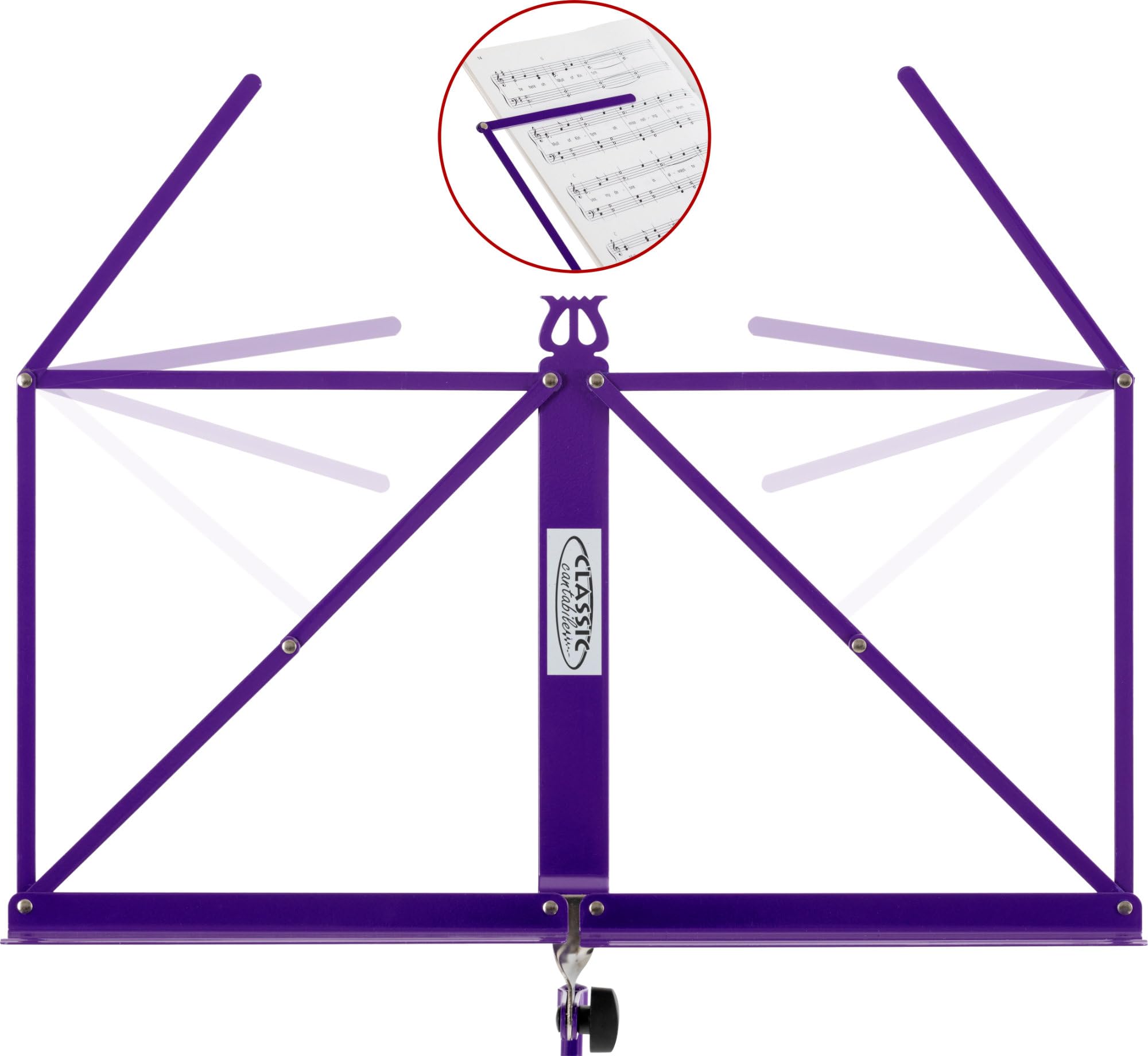Classic Cantabile Notenständer Medium 10x Set - mittelschwere Ausführung - robuste Klemmschrauben - mit Haltebügel an der Auflageflächen - rutschfeste Gummifüße - Aufstellhöhe: 65-130 cm - Flieder