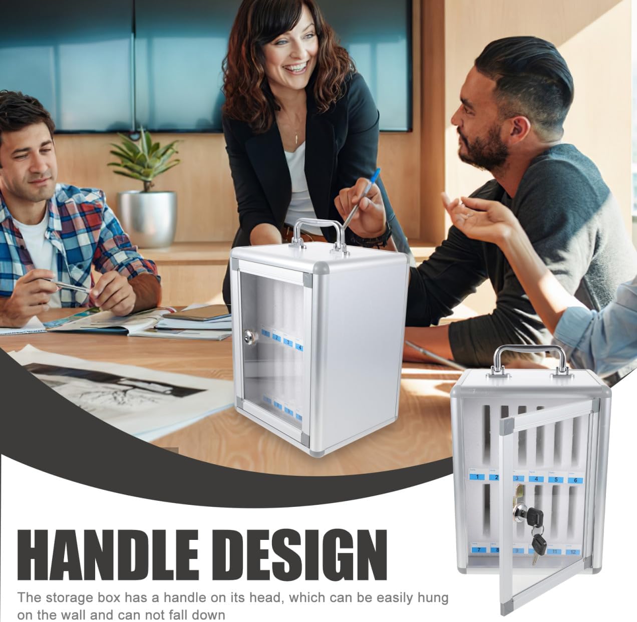 Zerodeko Mobile Phone Holder Cabinet 12-Slot Metal Phone Storage Locker with Lock for Office and School Use