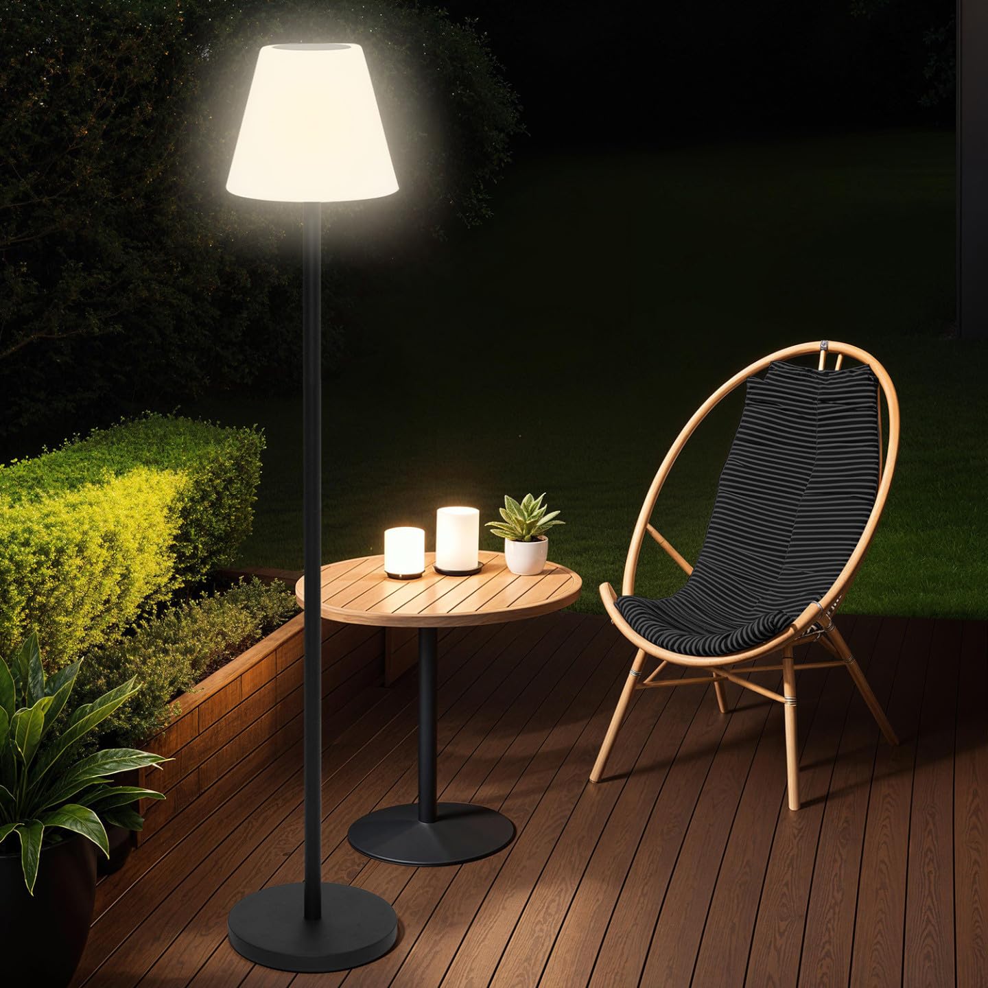 IDMarket - Lámpara de pie solar exterior con LED multicolor