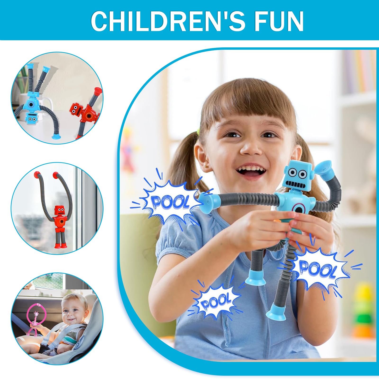 Educatief Speelgoed 3 RHQFDM 4 Stuks Telescopische Zuignap Giraffe Robot Pop Tube Sensorisch Speelgoed Grappige Telescoop Zuignap Speelgoed De Aandacht Van Kinderen Winnen Snel Fidget Toys Pop Tubes