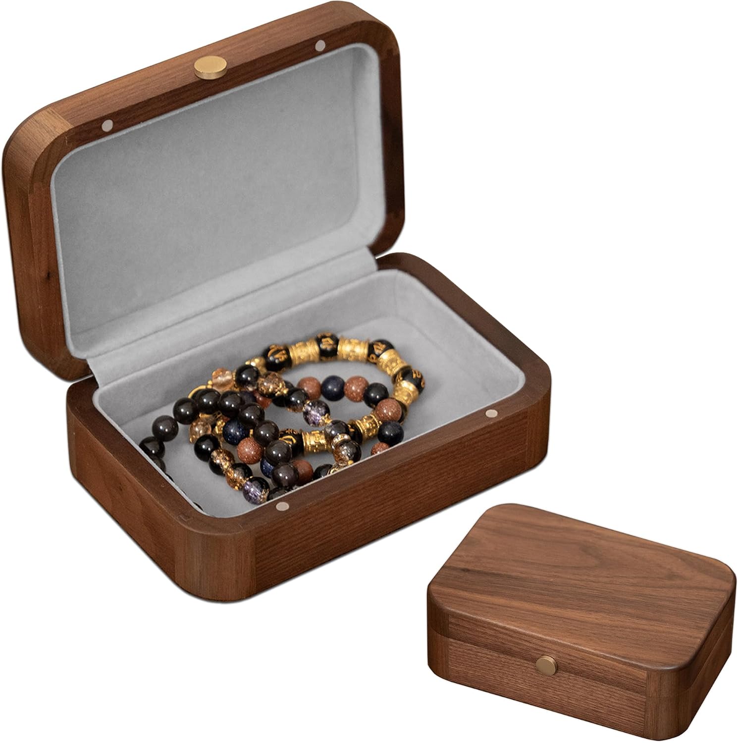 Solid Wooden Box, Black Walnut Wood Jewelry Box for Man