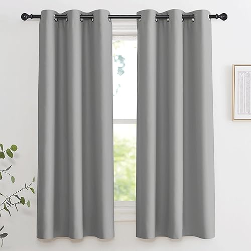 Miniatura 60 de KGORGE - Cortinas opacas grises para dormitorio 2 paneles, 42 x 63 pulgadas con ojales, cortinas de oscurecimiento de habitación con aislamiento