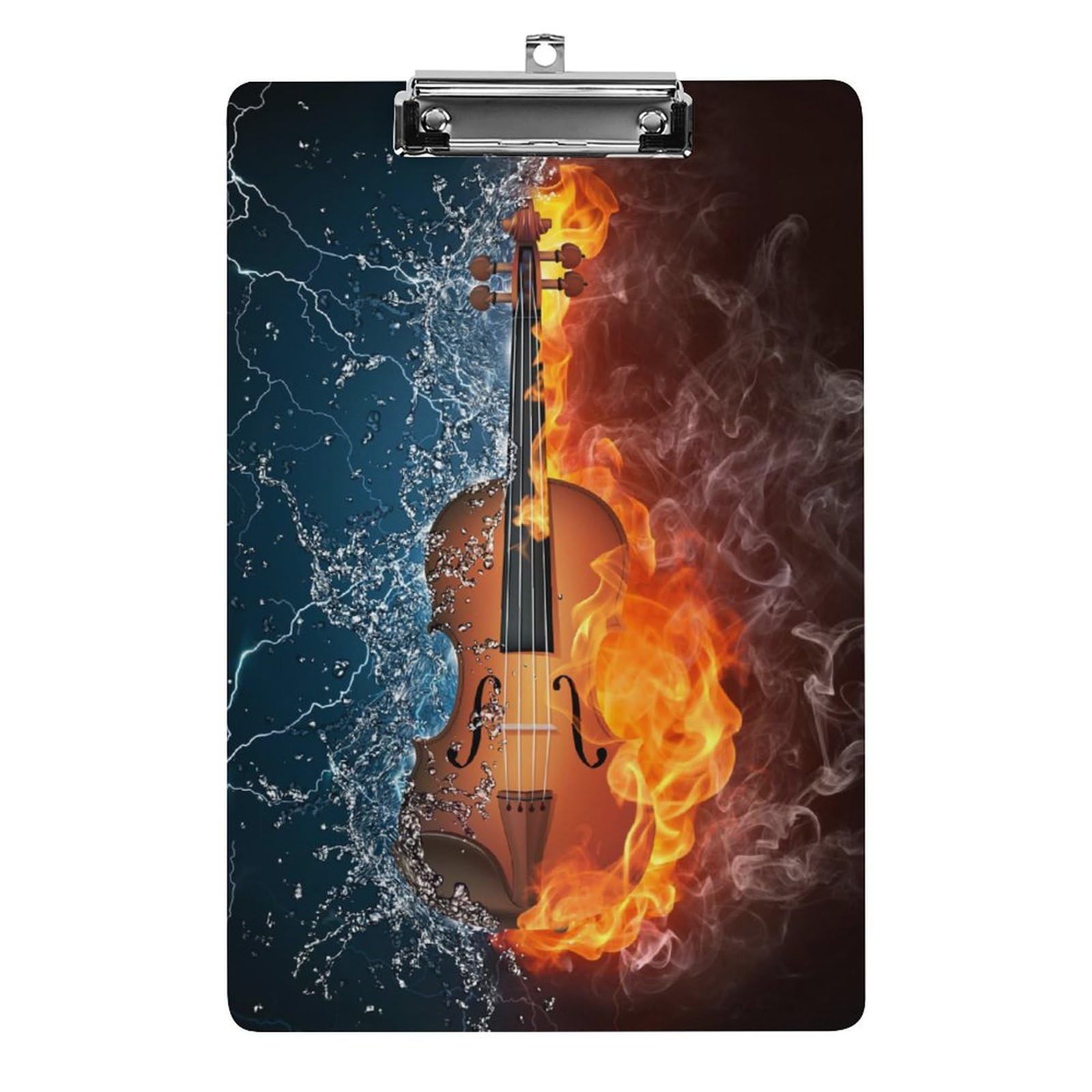 Porte document avec clip Guitare Feu Eau de qualité supérieure format A4 - 8