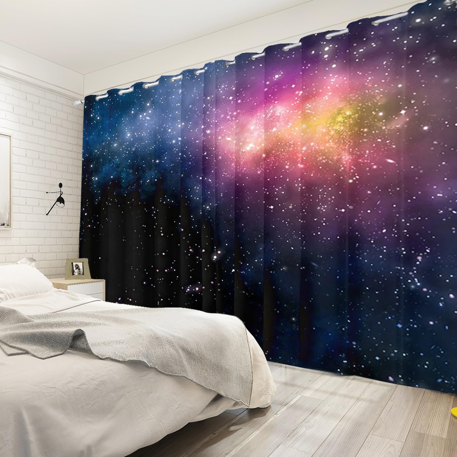 132x214cm Tenda con occhielli Galaxy per la camera dei bambini Spazio Nebulosa Sognante Cielo stellato Divisori termici Tende oscuranti per finestre Sala giochi Soggiorno,2 pannello