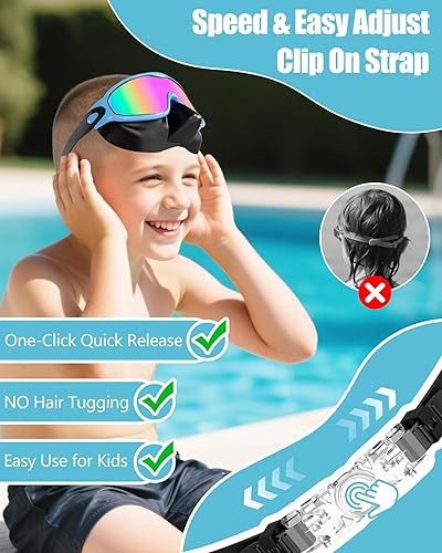 Vista 6 de Aegend Gafas de natación con cubierta para la nariz, paquete de 2 máscaras de natación de visión amplia, antivaho/UV 03-negro, verde claro