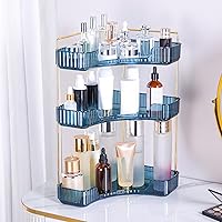 Vista 9 de Organizador de esquina para encimera de baño, estante de baño, organizador de maquillaje para tocador, bandeja de perfume para almacenamiento en Gris