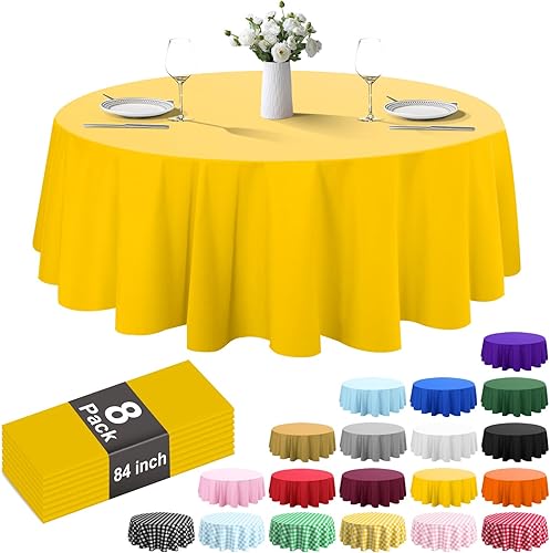 Vista 19 de Paquete de 8 manteles de plástico de 54 x 108 pulgadas, manteles desechables para mesas de 6 a 8 pies, mantel rectangular para mesas para fiestas