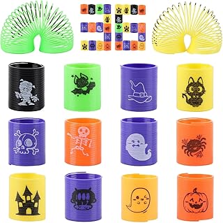 CCINEE 36pcs Halloween Coil Springs for Kids, Assorted Plastic Magic Spring Toys Bulk for Halloween Party Favors Goodie Bag Stuffers Classroom Prizes Treat or Trick Gift