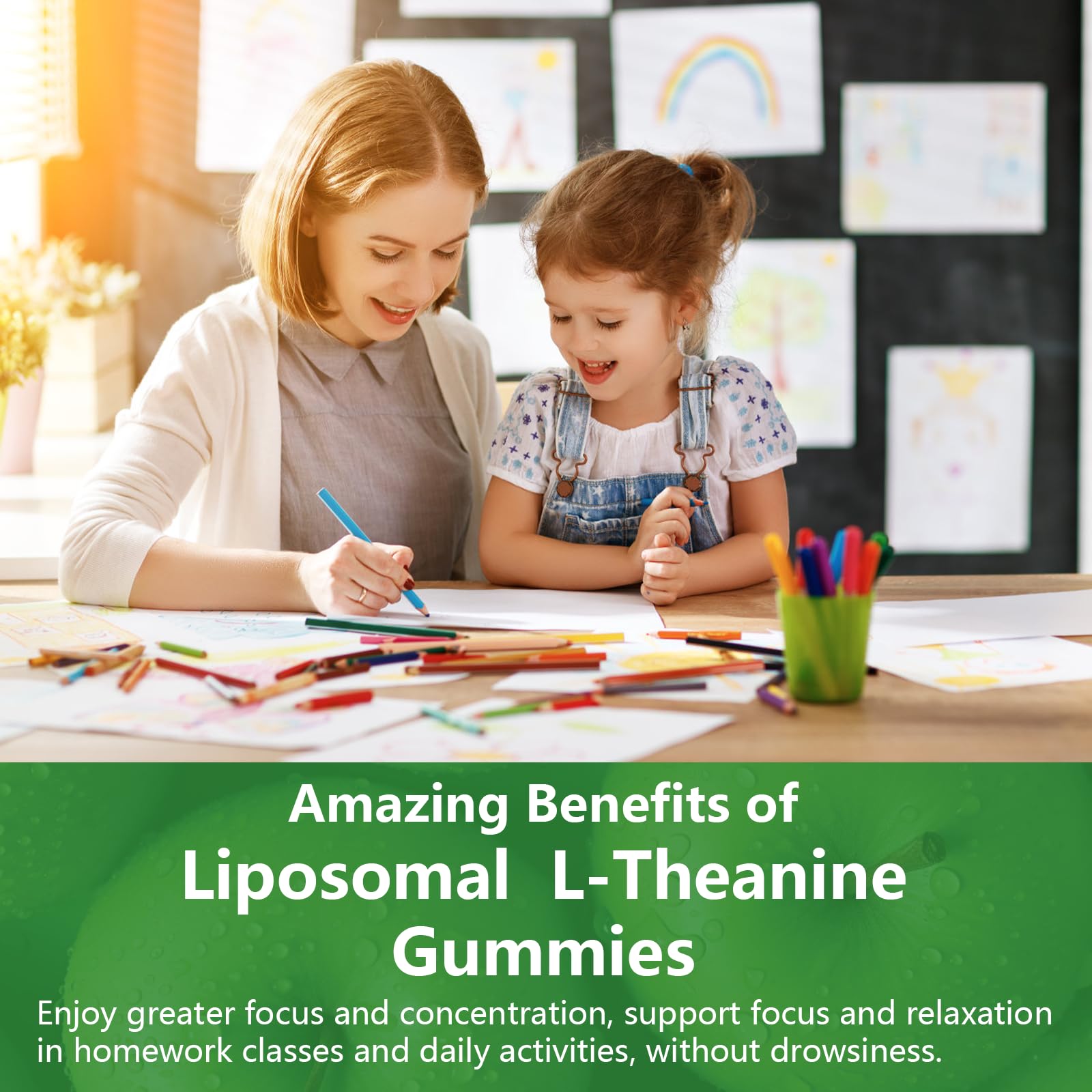 Liposomal L-Theanine 1200mg Gummies,Complex Magnesium GABA,5-HTP,Ashwagandha etc for Calm, Zzz & Relaxation Support for Adults,Children & Elderly,Liposomal Enhance 98% Absorption — Amazon image 6
