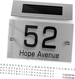 SEWOART 1 Set House Number Address Light LED Sign Light Lámparas Para Exteriores Solar Door Number Light LED Lighting Tool House Number Solar Light Stainless Steel Number Plate LED